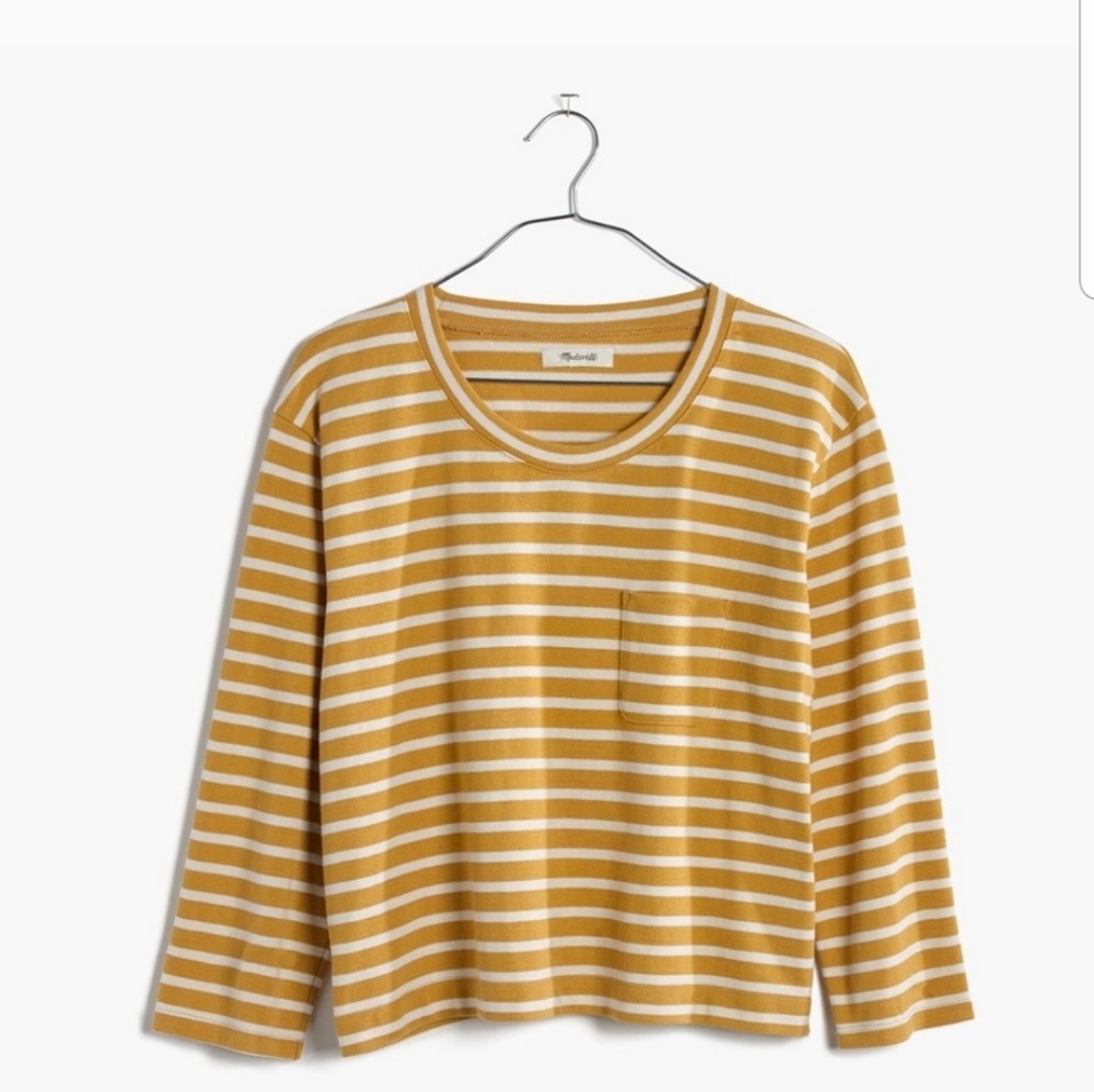 Madewell Linden yellow striped cropped tee